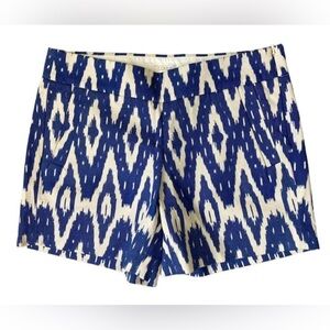 J. Crew Blue and White Bermuda Shorts with Ikat Pattern